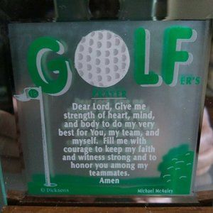 DICKSONS Golfer's Prayer Plaque Wood Stand VTG NIB